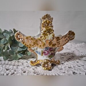 Antique Porcelain Victorian Basket - Gold Gilding - Circa 1898